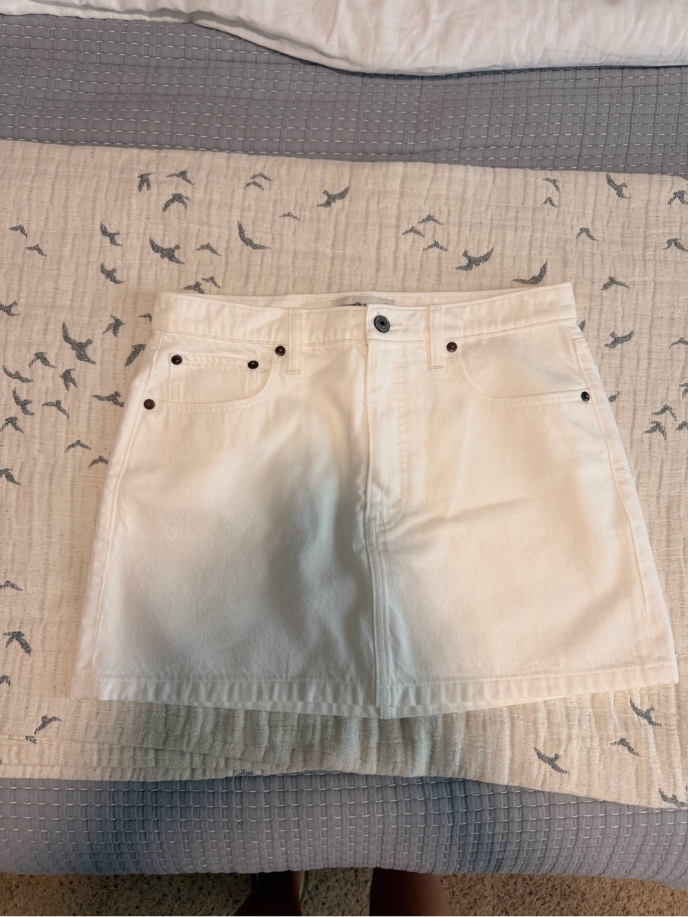 Abercrombie & Fitch White Denim Mini Skirt